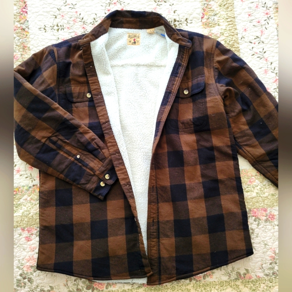 Red Head brand sherpa-lined flannel shirt jacket sz L